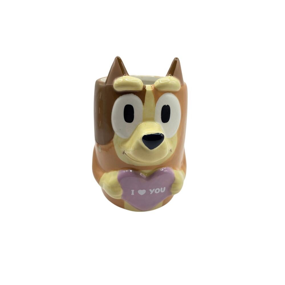 Zak Bingo face with I Love You heart from Bluey cartoon ceramic mug cup